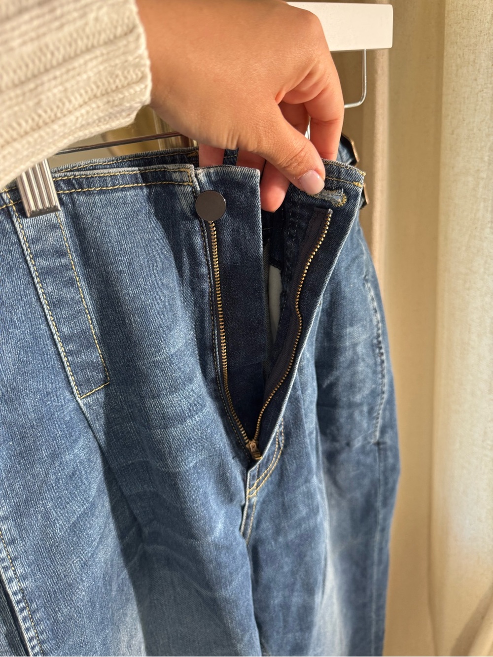 Colovos Buckle Jean Medium Fade Pleated High Rise Tapered Denim | 2 - Picture 4 of 10